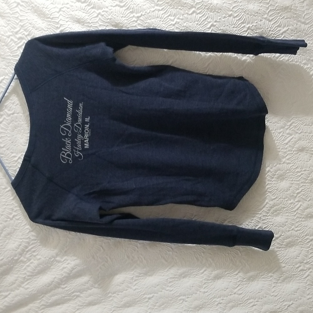 Harley Davidson L/S Blue and Metallic Top Sz Small - Picture 6 of 7